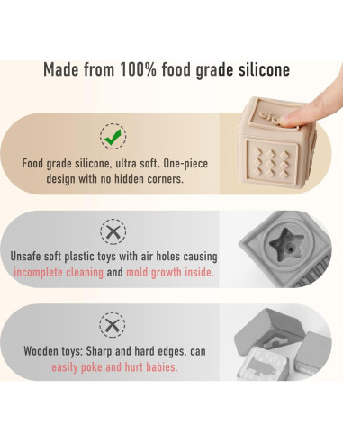 Bloques Apilables de Silicona YIVEKO 8 PCS para Bebés 6M+