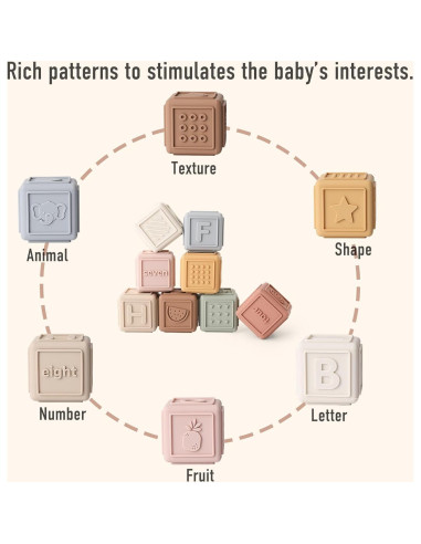 Bloques Apilables de Silicona YIVEKO 8 PCS para Bebés 6M+