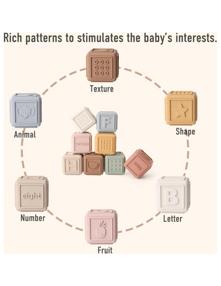 Bloques Apilables de Silicona YIVEKO 8 PCS para Bebés 6M+