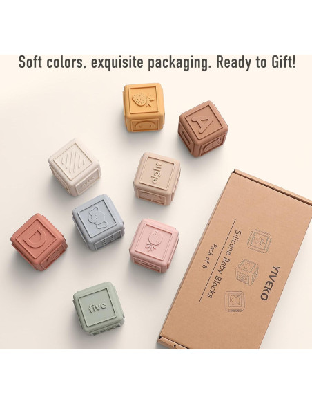 Bloques Apilables de Silicona YIVEKO 8 PCS para Bebés 6M+