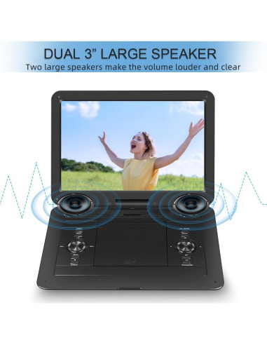 Reproductor de DVD Portátil HotHat 15.6" HD Batería 5000mAh