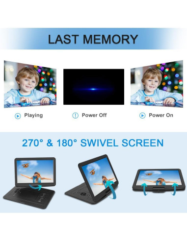 Reproductor de DVD Portátil HotHat 15.6" HD Batería 5000mAh