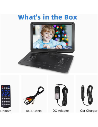 Reproductor de DVD Portátil HotHat 15.6" HD Batería 5000mAh