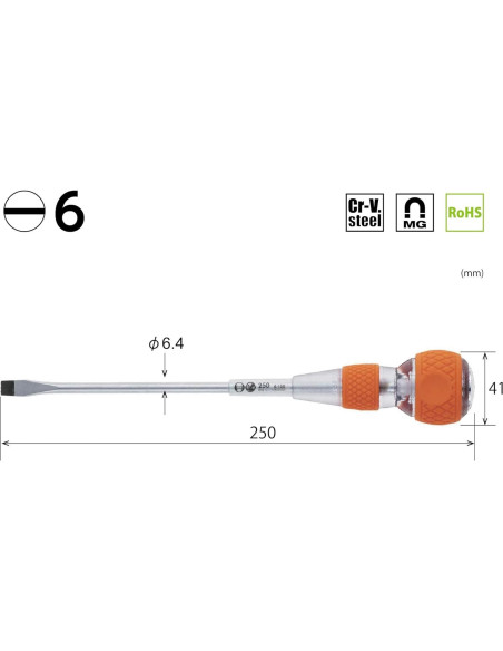 Agarre de Bola VESSEL 250 - 6 x 150 mm para Electricidad