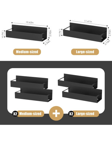 Organizador de Especias Magnético Cosy Family - 4 Estantes de Metal Negro