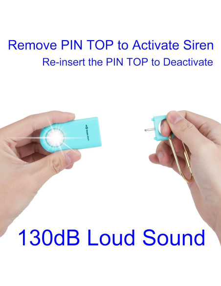 Alarma Personal de Seguridad 130dB con Luz Estroboscópica Aqua