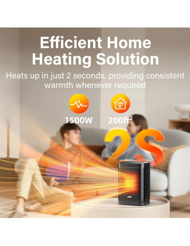 Calentador Eléctrico JRD 1500W Cerámico Portátil con Control Remoto