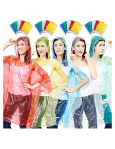 Paquete de 20 Ponchos de Lluvia Desechables Juvale 127x100cm