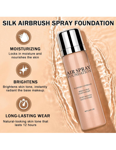 Spray de Base AirBrush DAMUSI 132g Natural/Porcelana Cálida