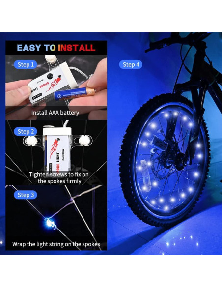 Luces LED para Ruedas de Bicicleta TINANA 2 Paquete Impermeables Luces LED para Ruedas de Bicicleta TINANA 2 Paquete Impermeables