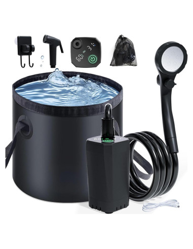 Ducha Portátil Clirass 6000mAh con Cubo Plegable 19.7L