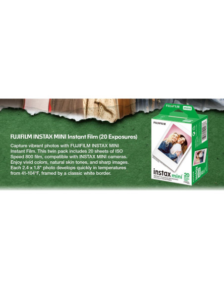 Película Instantánea Fujifilm Instax Mini ISO 800 - 2 Paquetes Dobles + USB