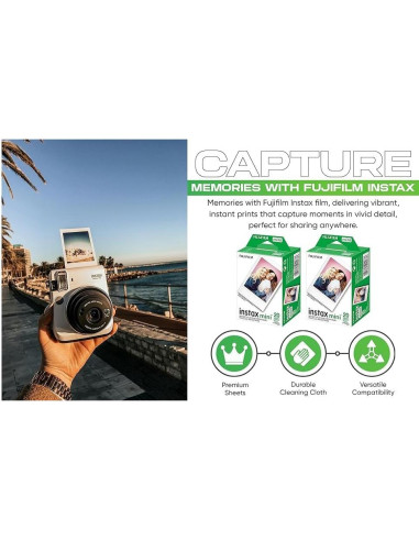Película Instantánea Fujifilm Instax Mini ISO 800 - 2 Paquetes Dobles + USB