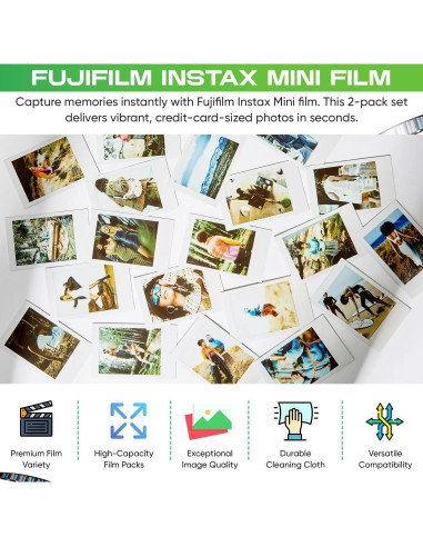 Película Instantánea Fujifilm Instax Mini ISO 800 - 2 Paquetes Dobles + USB