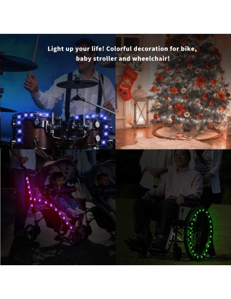 Luces LED para Ruedas de Bicicleta TINANA 2 Paquete Impermeables Luces LED para Ruedas de Bicicleta TINANA 2 Paquete Impermeables