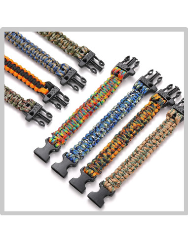 15 Pulseras Paracord de Supervivencia para Niños y Hombres