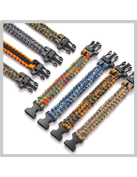 15 Pulseras Paracord de Supervivencia para Niños y Hombres