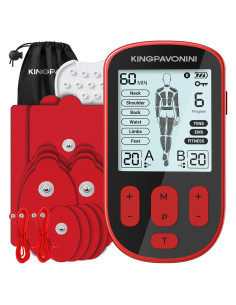 Estimulador Muscular TENS 3-en-1 KingPavonini Rojo 36 Modos