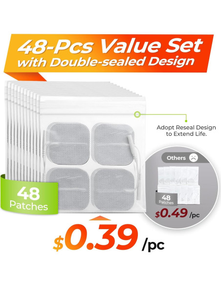 Almohadillas Electrodos TENS AUVON 5.08cm Reutilizables 48 Pzas