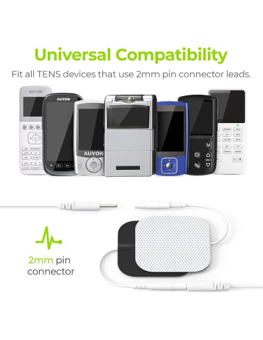 Almohadillas Electrodos TENS AUVON 5.08cm Reutilizables 48 Pzas