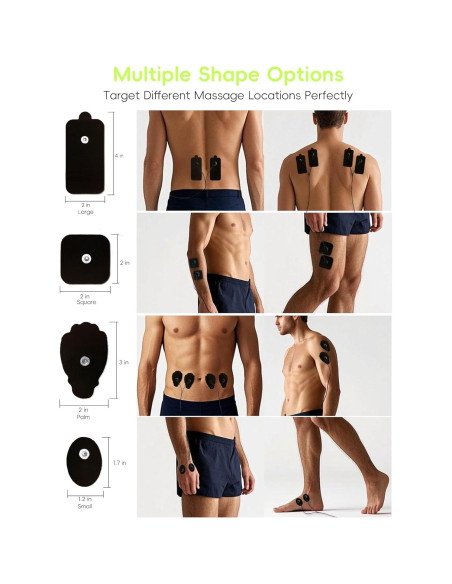 20 Almohadillas Electrodos RLEXIO para TENS con Cable - 4 Formas