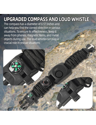 Kit de Supervivencia 8 en 1 Calvana - Pulsera Paracord con Luz LED