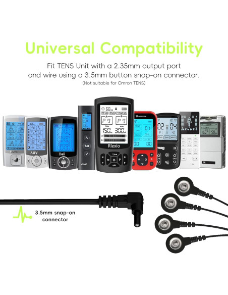 20 Almohadillas Electrodos RLEXIO para TENS con Cable - 4 Formas
