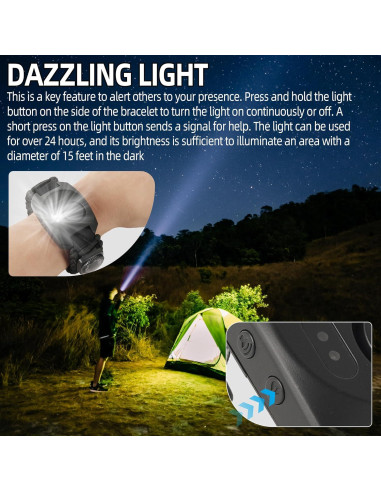 Kit de Supervivencia 8 en 1 Calvana - Pulsera Paracord con Luz LED