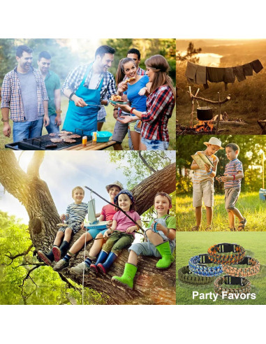 15 Pulseras Paracord de Supervivencia para Niños y Hombres