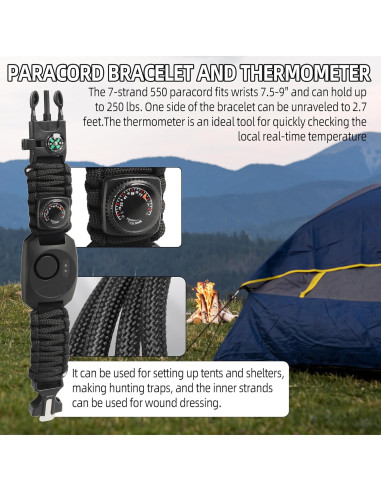 Kit de Supervivencia 8 en 1 Calvana - Pulsera Paracord con Luz LED