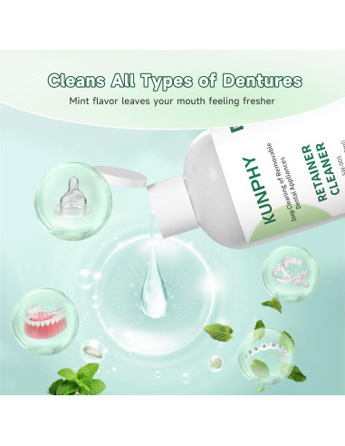 KUNPHY Limpiador Ultrasonico Concentrado 8 oz - Retenedores y Dentaduras