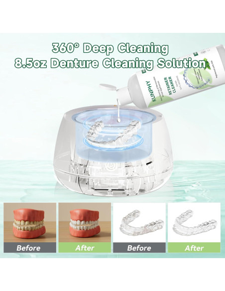 KUNPHY Limpiador Ultrasonico Concentrado 8 oz - Retenedores y Dentaduras