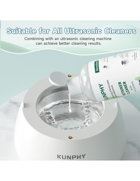 KUNPHY Limpiador Ultrasonico Concentrado 8 oz - Retenedores y Dentaduras