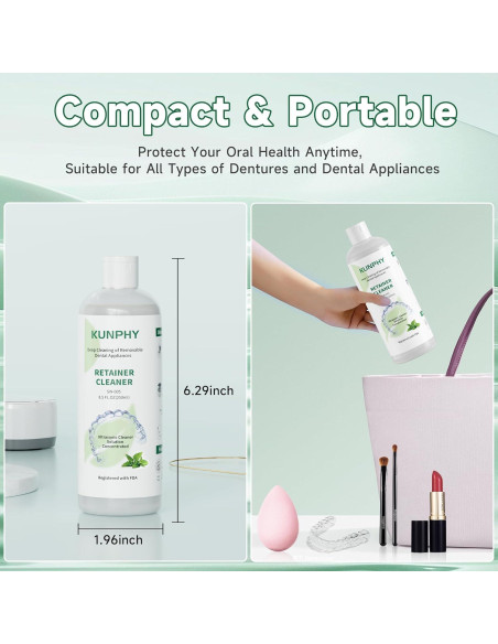 KUNPHY Limpiador Ultrasonico Concentrado 8 oz - Retenedores y Dentaduras