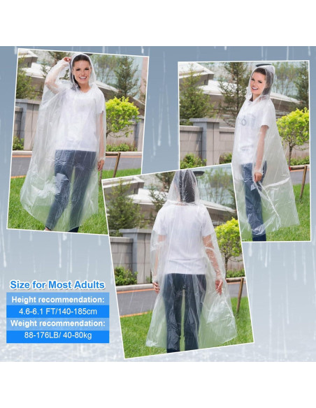 Guirnd Ponchos Desechables Transparentes para Adultos - 4 Piezas