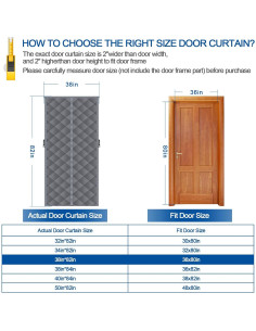 Cortina de Puerta Aislante Magnética WLLEYAY 91.44x203.2cm Gris 2