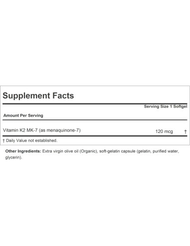 Vitamina K2 MK7 120 mcg Andrew Lessman 30 Gelatinas Blandas