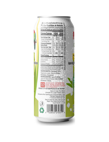 Agua de Coco Parrot con Jugo de Caña y Nata 12 Pack 1992ml