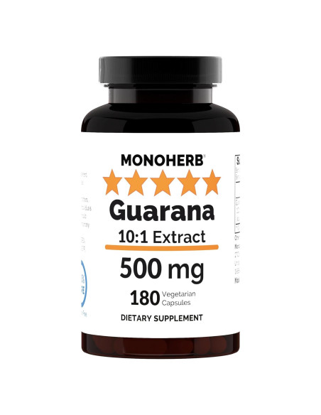 Extracto de Guaraná 500 mg Monoherb - 180 Cápsulas