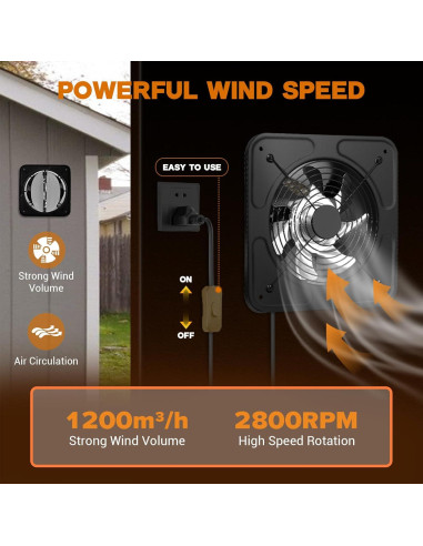 Ventilador Extractor de Cocina YOZON 8" 700 CFM 50W