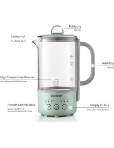 Hervidor Eléctrico BUYDEEM K313 0.6L Acero Inoxidable Verde 2