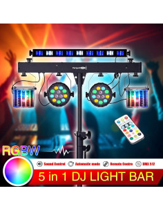 Luces de DJ 5 en 1 Blinblin con Soporte y Control Remoto 2