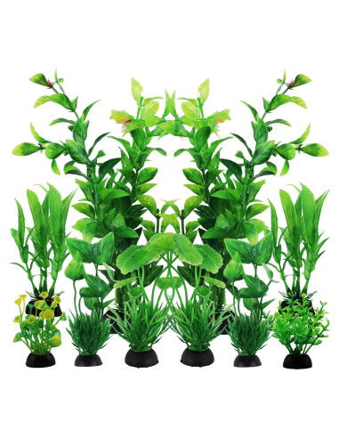 Decoraciones para Acuarios PietyPet - 10 Plantas Verdes