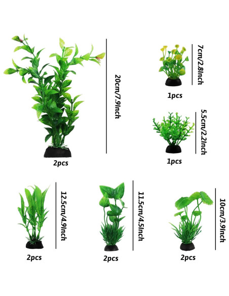 Decoraciones para Acuarios PietyPet - 10 Plantas Verdes