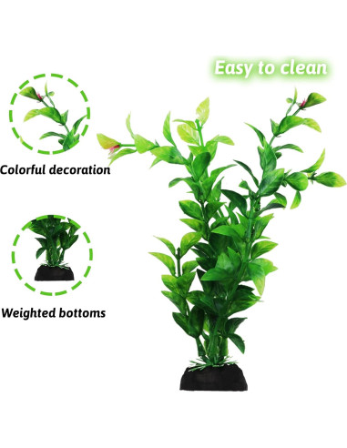 Decoraciones para Acuarios PietyPet - 10 Plantas Verdes