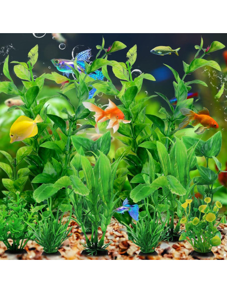 Decoraciones para Acuarios PietyPet - 10 Plantas Verdes