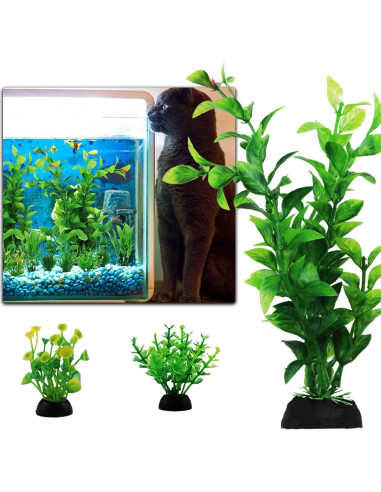 Decoraciones para Acuarios PietyPet - 10 Plantas Verdes