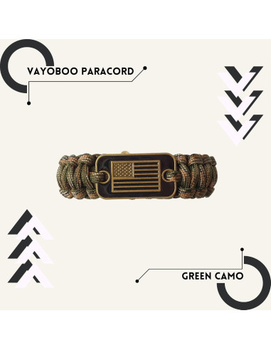Pulsera Táctica de Supervivencia VAYOBOO Camuflaje Verde L
