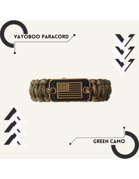 Pulsera Táctica de Supervivencia VAYOBOO Camuflaje Verde L