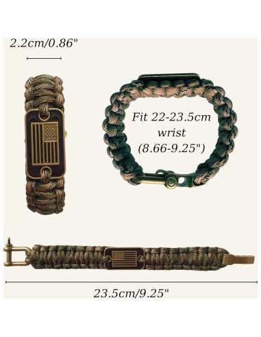 Pulsera Táctica de Supervivencia VAYOBOO Camuflaje Verde L